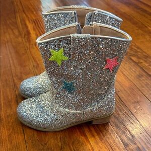 Lola + The Boys Silver Glitter Star Boots